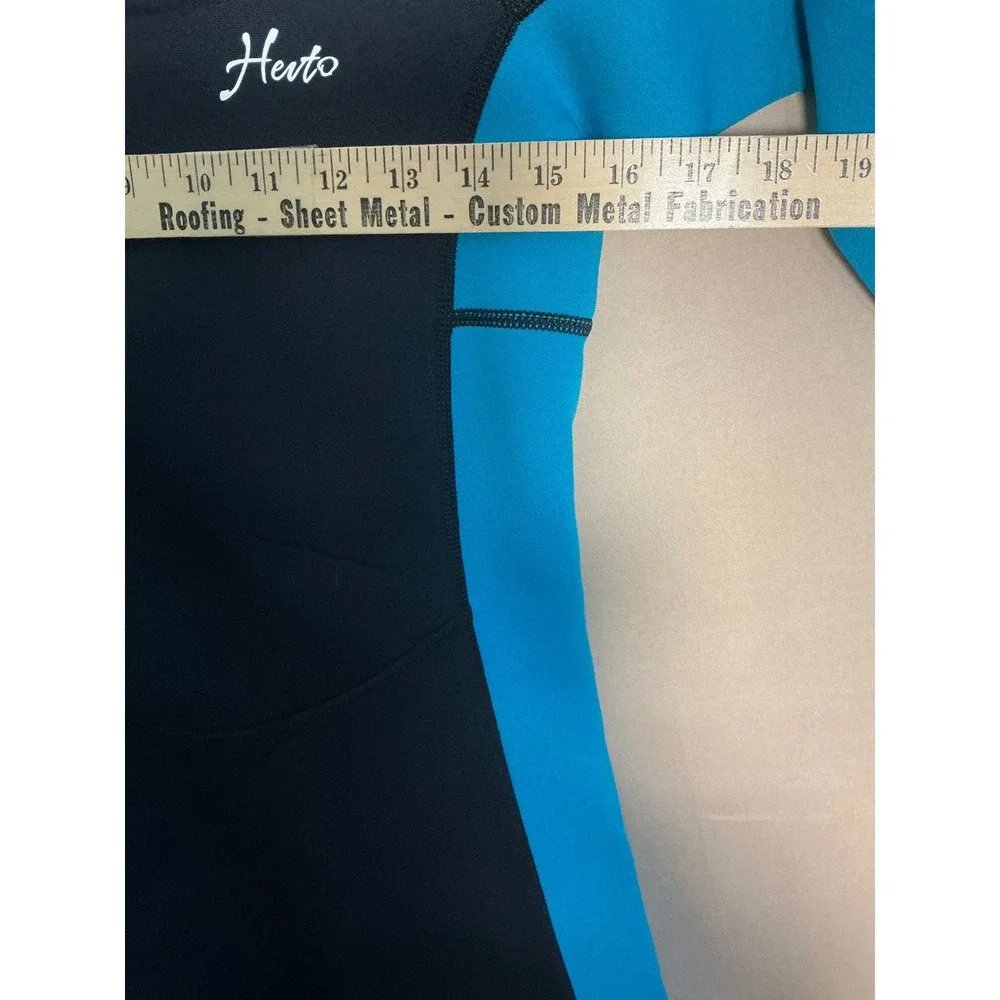 Hevto Wetsuit Kids Size 12 Black Blue New 3/2mm Neoprene Full Body Back Zip
